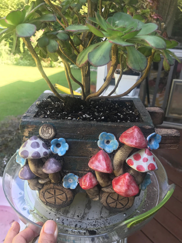Premium Unique one of a kind Hand Made Clay planter with drainage hole for succulents. Plant sold separately