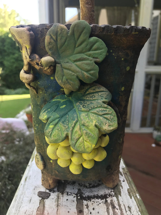 Premium Unique one of a kind Hand Made Clay planter with drainage hole for succulents. Plant is NOT included