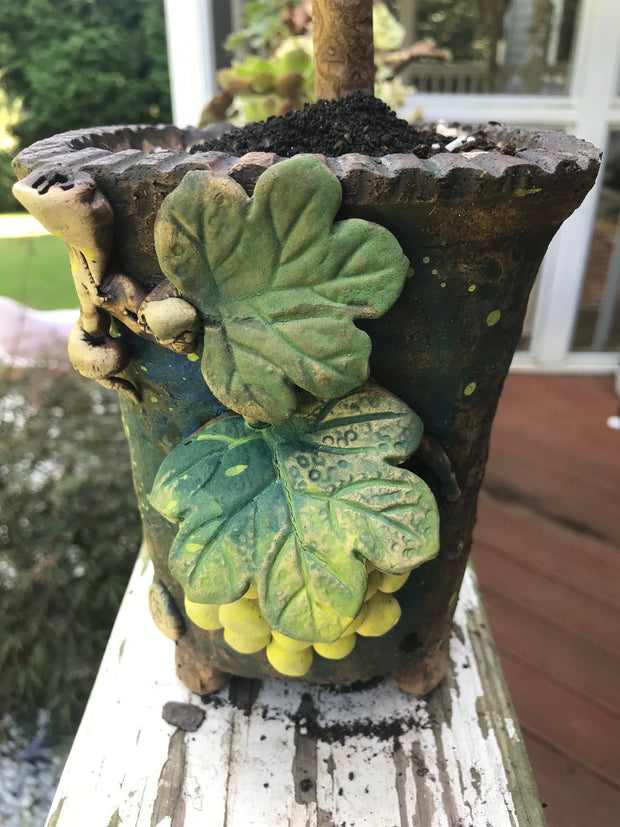 Premium Unique one of a kind Hand Made Clay planter with drainage hole for succulents. Plant is NOT included